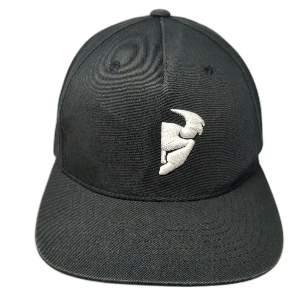 THOR 5 Panel Black Hat One Size Snapback Embroidered Logo Cotton Racing Moto